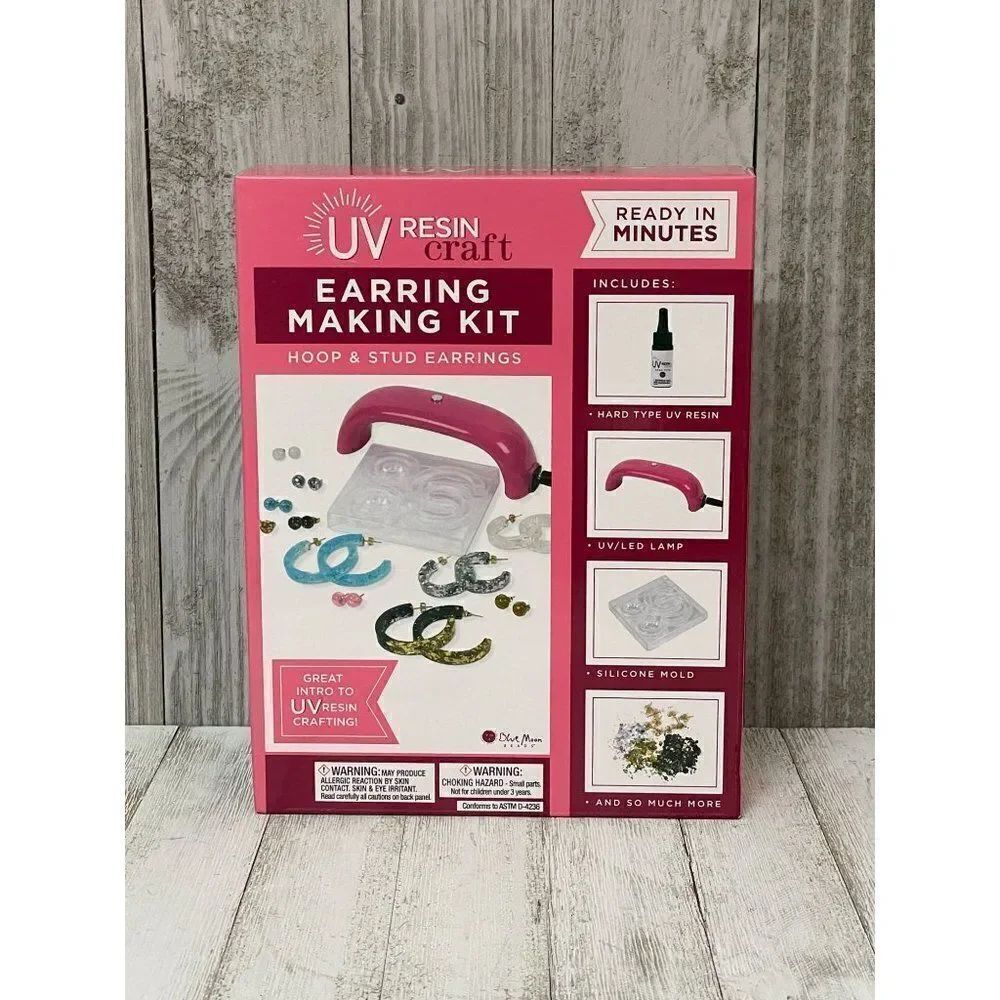 Blue Moon UV Resin Craft Earring Making Kit NEW NIP
